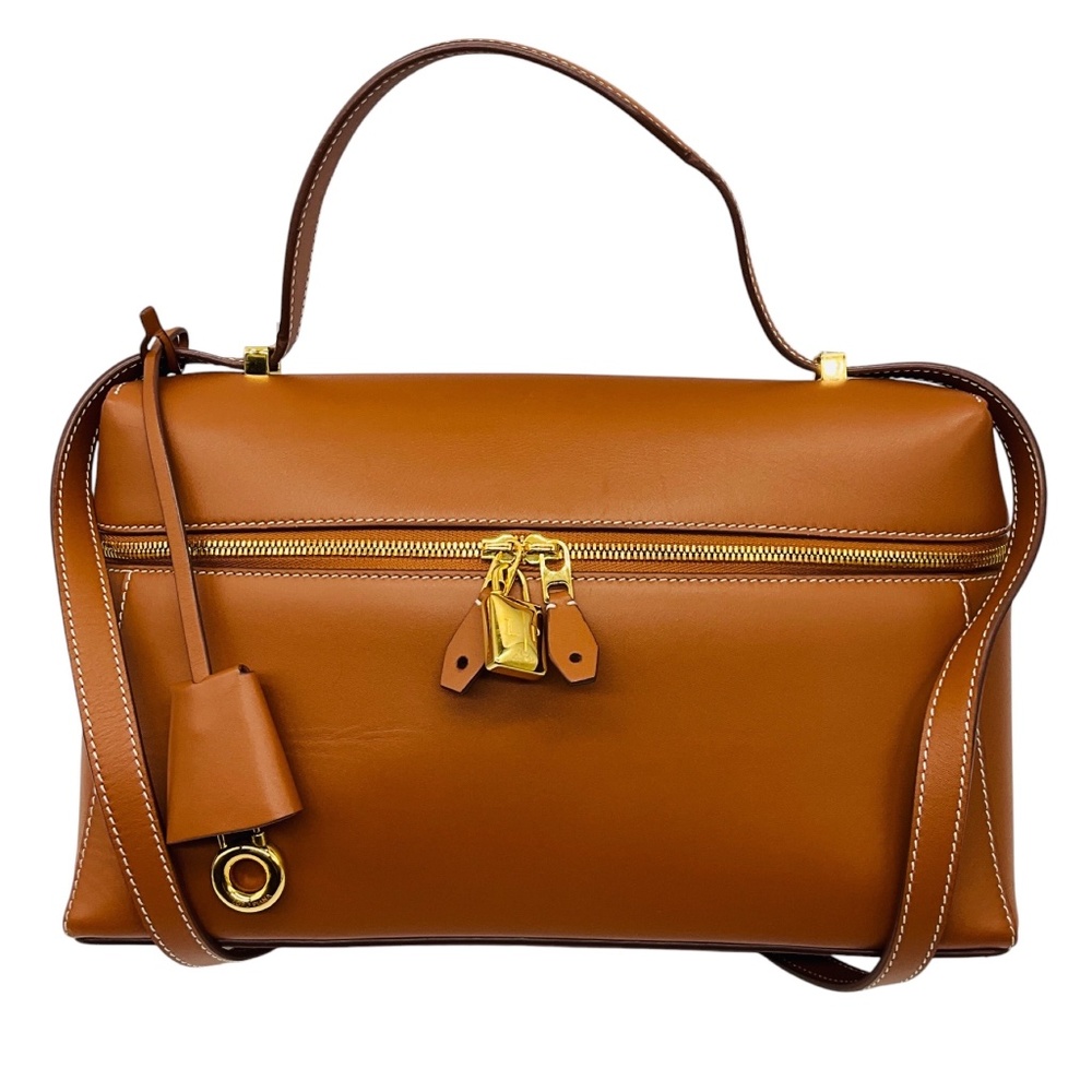 LORO PIANA TAN CALFSKIN LEATHER L27 EXTRA BAG